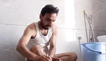 Indian Hot Man Enjoy Shower and Masterbation