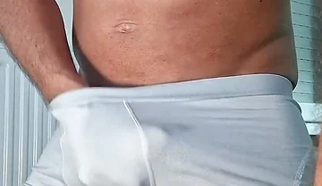 I Masturbate in My White Boxers and Take Out My Big Cock
