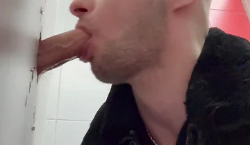 Chav Scally Boy Sucks Big Dick Glory Hole in Public Toilet