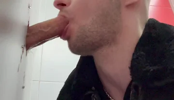 Chav Scally Boy Sucks Big Dick Glory Hole in Public Toilet