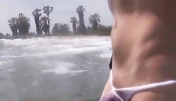 I Have a Sexy Cock and I Think People Must Know so I Wear a See Through Thong in a Public Beach