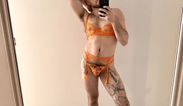 Hairy Sissy Muscle Man in Lingerie and Heels Sensual Striptease, Edging, Wanking, Fingering and Foot Play