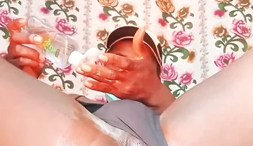 Fingering Asshole Then Fuck It with a Big Black Dildo
