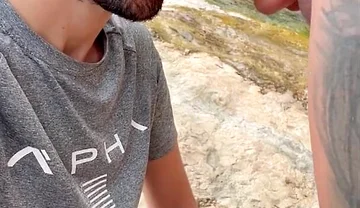 Hot Stepdaddy Sucking Massive Cock Outdoors