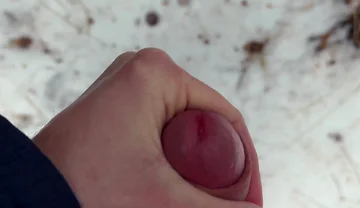 Handy POV - Twink Wixt His Cock in the Forest - in Winter