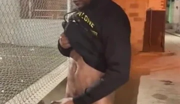 Outdoor Cumshot Stroking My Big Black Cock