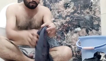 Indian Desi Man Enjoy Shower and Home Duty