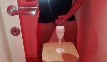 Cum Tasting Mot & Chandon - and a Goblet of Cum to Drink Poured by a Nice Italian Cock