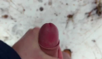Handy POV - Twink Wixt His Cock in the Forest - in Winter