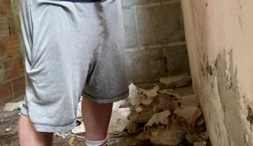 Boy Caught Pissing Handsfree in an Abandoned Building