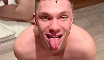 Boy55: 22yo Caged Cocksucker Luca Jaxxson (quickie)