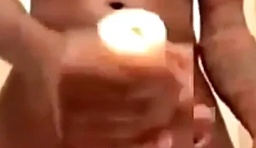 Stroking my hard big dick with torch