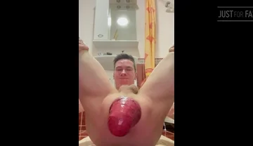 Huge Anal Prolapse in the Bathroom in Different Poses