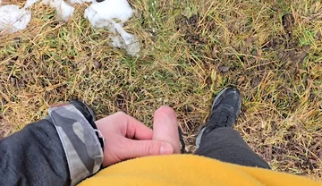 A Bit Risky Peeing - POV Outdoor Male Pee During a Nature Walk