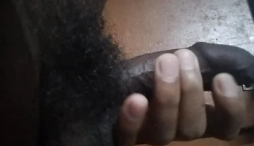 Masturbating,rubbing, and Slapping My Hairy Uncut Black Cock After Long Time