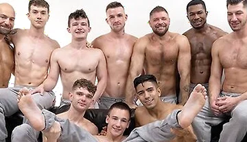 Ten Horny Studs Take Turns At Zac Steele Insatiable Ass
