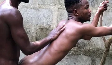 Outdoors Sex Muscular African Top Guy Demolish a Poor Bottom Asshole Inside Bush