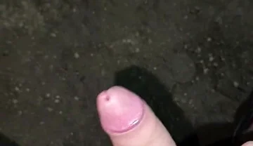 Outdoors at Night, Peeing and Hot Cumshot