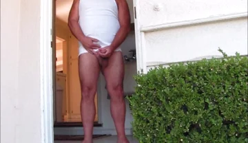 Side Door Jerkoff and Cum