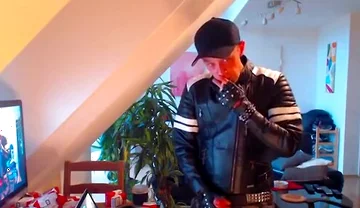 Leather boi smoke chaining cock wanking cum load