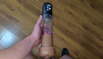 After Orgasm - Pumping My Cock in a Cum-filled Vacuum Pump