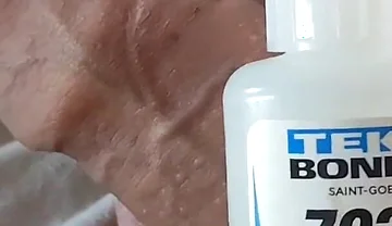 Without Cuts Spreading the Liquid Glue Completely on the Glans.