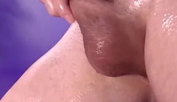 Femboy Plays with His Big Oily Cock and Squirts Cum