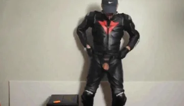 leather biker gear cum load