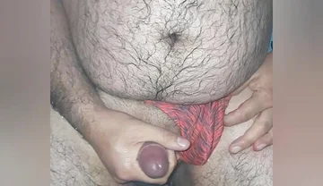 Nice Cum Eating Using Orange Thong