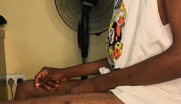 Skinny African Boy First Cum on Cam