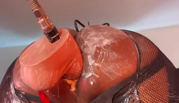 Femboy Gapes Hole with Mr Hankey Dildo - Deep Anal Fuck Machine Session