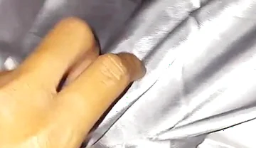 Masturbating Wearing Silver Satin Long Dress in Car