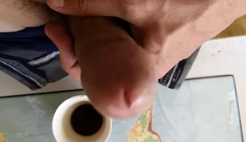 Hot Guy Jerking off to Put Some Milk in His Coffee