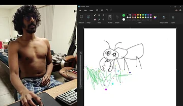Sharing My Computer Screen as I Attempt to Draw an Ant While Stroking My Cock