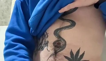 Revaz Masturbates Her Dick and Cums