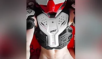 Guy In Motocross Gear And Mxhelmet Jerks Off And