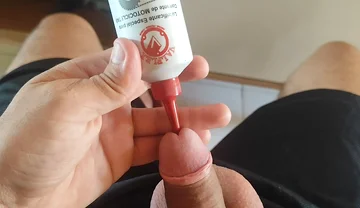 Beautiful Penetration of Motorcycle Oil Into the Glans