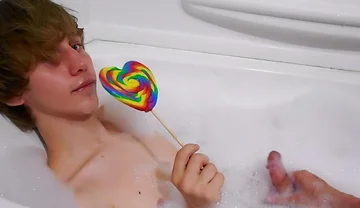 Age play handjob in the bathtub