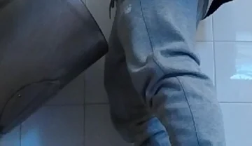 Amateur Boys in Sneakers Wank and Try Handjob in Public Toilets' Urinal