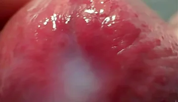 Macro Cum Shot. Ultra Close-up Ejaculation
