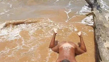 Naked Ladysilva on the Beach Showing off Her Tanned Hot Ass with Sexy Mark