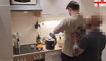 Straight Curious Guy Steven First Time Getting Fucked Bareback After Mutual Blowjob in the Kitchen