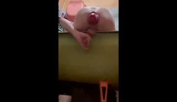 Masturbating a Cock and a Protruding Prolapse