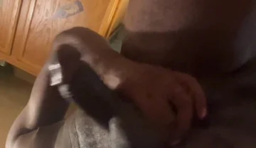 Swinging Teaseing Stroking My Big Black Cock in the Kitchen