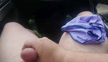 Public Cum in Blue Panties.