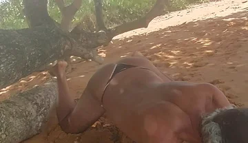 Sissy Ladysilva on the Beach Taking off Her Panties Showing off Her Tanned Ass