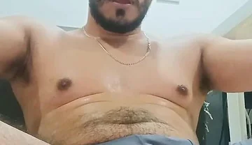 Sexy Hairy Latino Exercising at Home