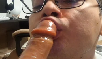 College Boy Sucks Stepdaddy's Cock Until He Cums in His Mouth (dildo)