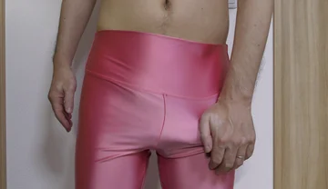 Masturbation with Satin Pink Leggings