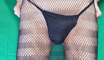 Black Fishnet Dress with and Without G-string!